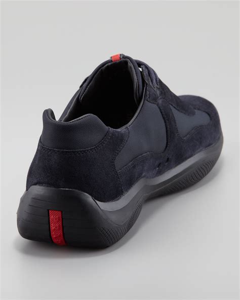 prada americas cup black suede mens sneakers|prada men shoes american cup.